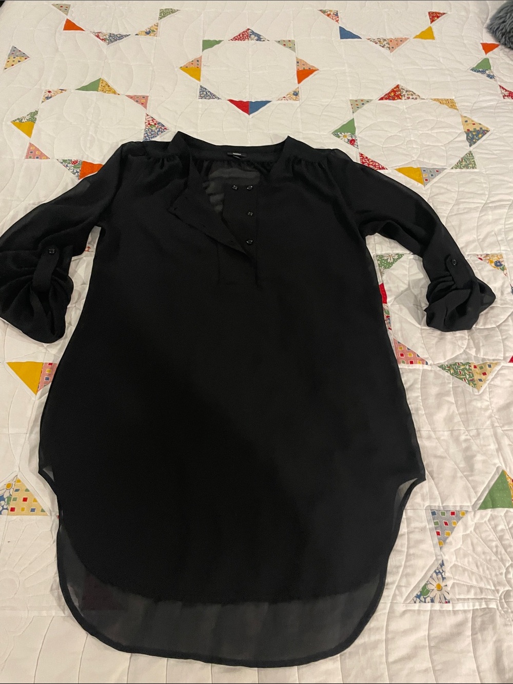 Mossimo sheer black, high low tunic blouse